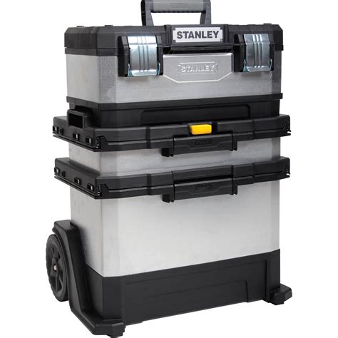 stanley metal 2 piece rolling tool box|stanley stacking tool box system.